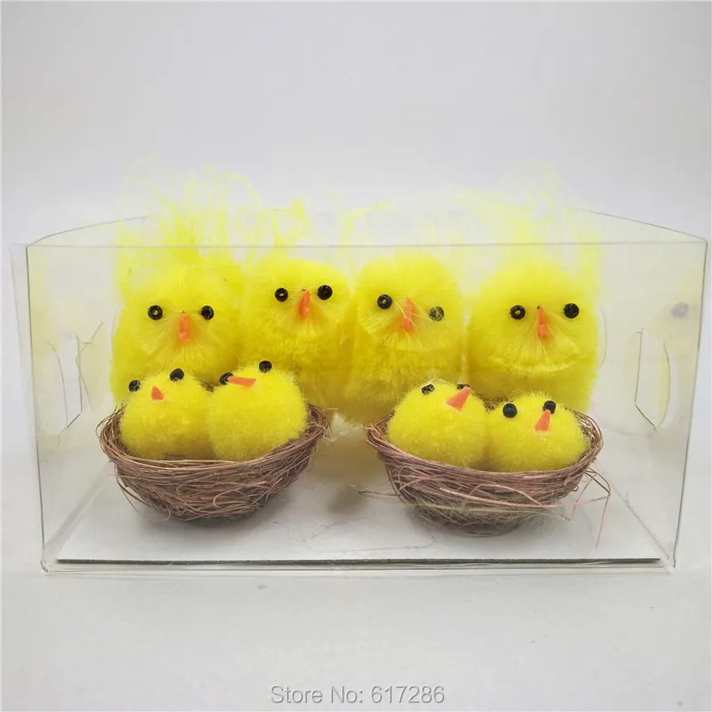 Пасхальная курица цыпленка упаковка из 4 стеблей желтые синельные Цыплята с