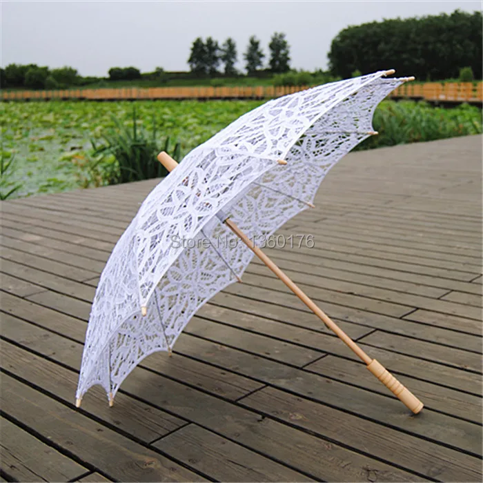 Popular classic! Full of work white lace umbrella parasol cotton battenburg wedding W077#|umbrella machines|umbrella advertisingumbrella chinese |