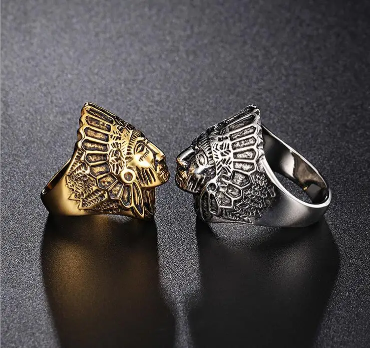 Мужское кольцо в стиле панк из нержавеющей стали золотого и серебряного цвета|mens
