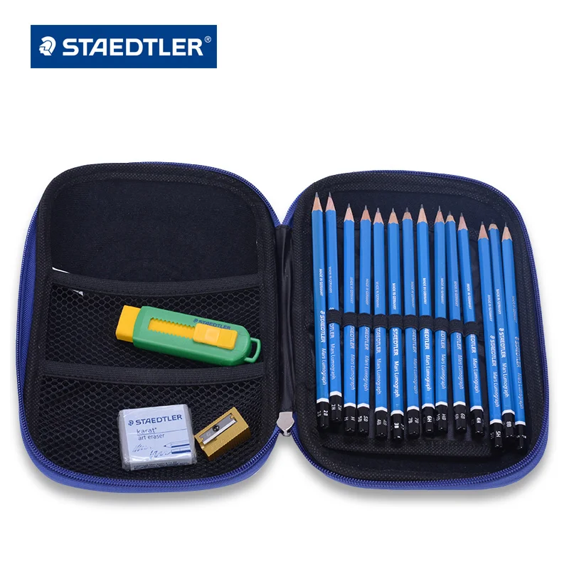 Staedtler 100 Mars lumographe полный набор портативных чехлов для рисования 14 градусов