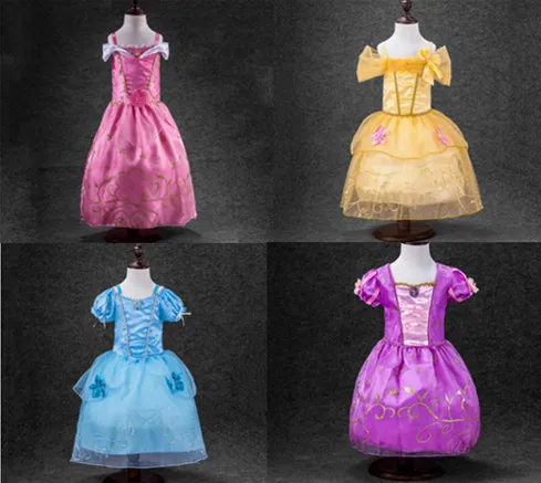 New baby girls dress Chiffon Princess Dress Belle Snow White Rapunzel Aurora Cinderella girl's halter dresses | Детская одежда и