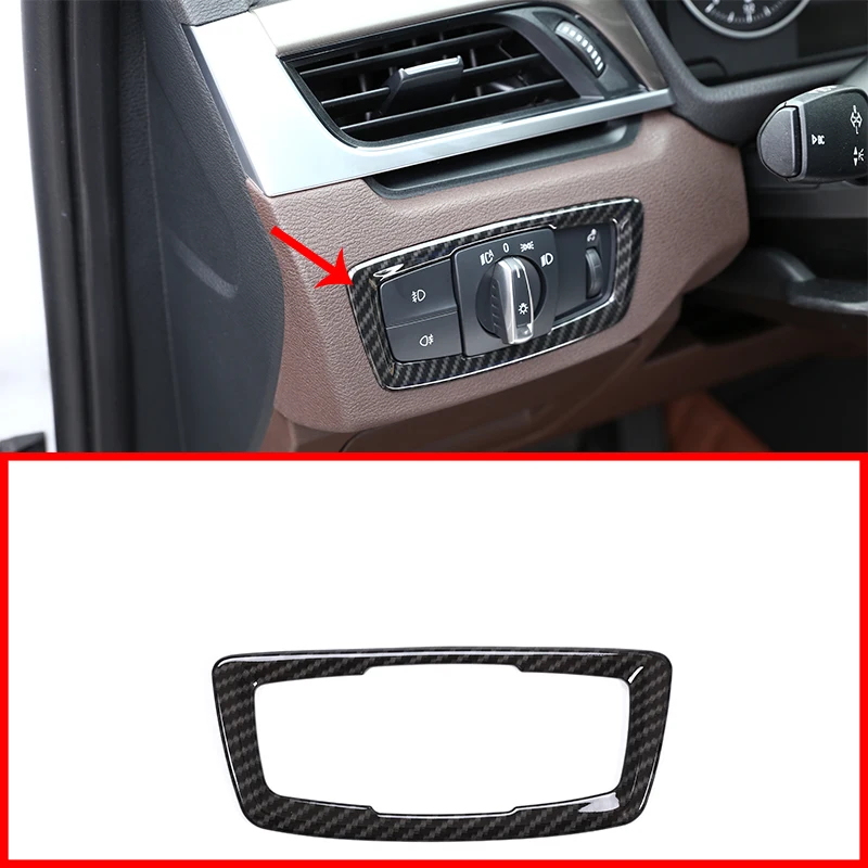 

Для BMW X1 F48 2016-2019 углеродное волокно ABS хромированный головной светильник, кнопочный переключатель, накладка, автомобильные аксессуары для BMW...