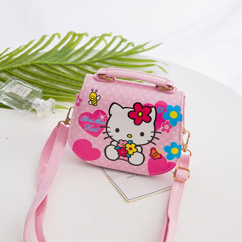 Pink Рисунок «Hello Kitty» мультфильм PU дети плечо Повседневное модные тонкие сумка Водонепроницаемый пользовательских диагонали для маленьких девочек KT плюшевый Кошелек - Цвет: Pink
