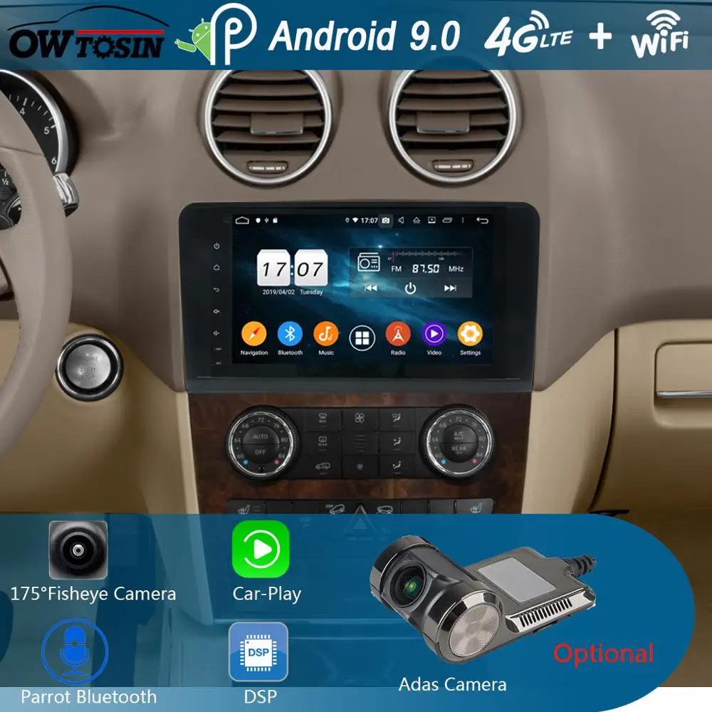 Автомобильный DVD-плеер 9 &quotIPS Android 0 8 ядер 4 Гб + 64 ГБ для Mercedes Benz ML GL Class W164 X164 ML350 ML500