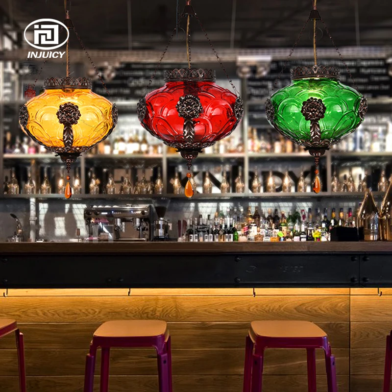 Юго-Восточная Азия Винтаж светодиодный подвесной светильник кофе ретро