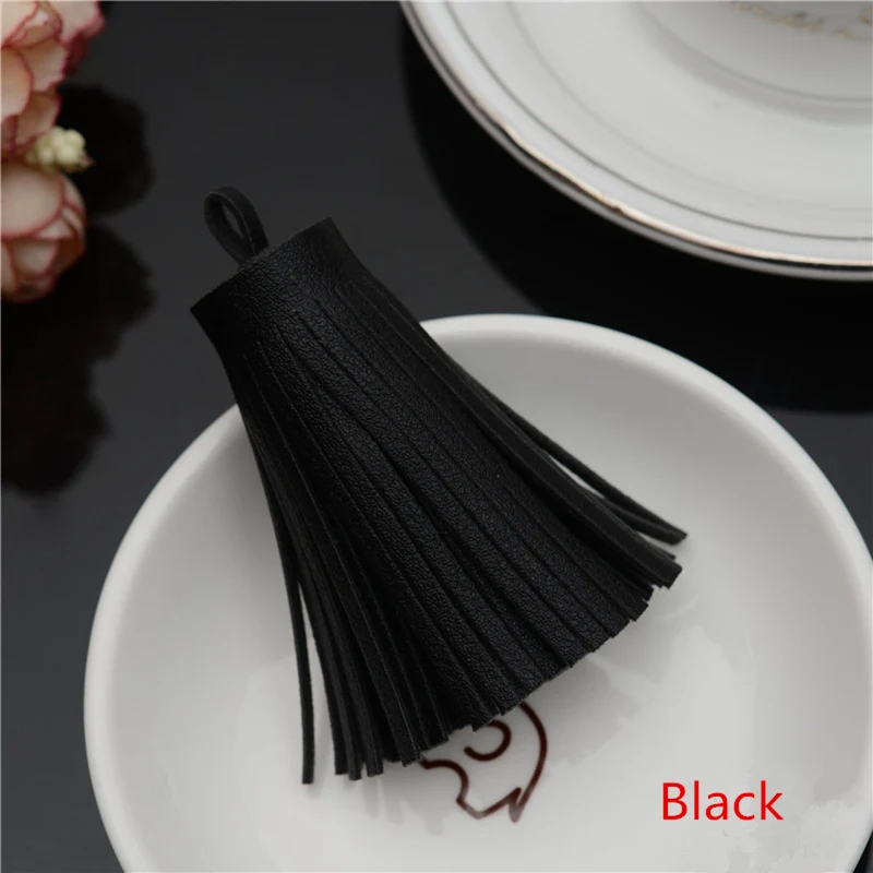 Black 5 шт. 6 см стиль Модные кожаные кисточки бахрома DIY аксессуары серьги ожерелья ювелирные изделия Подвески Ремесло кисточки - Цвет: Black
