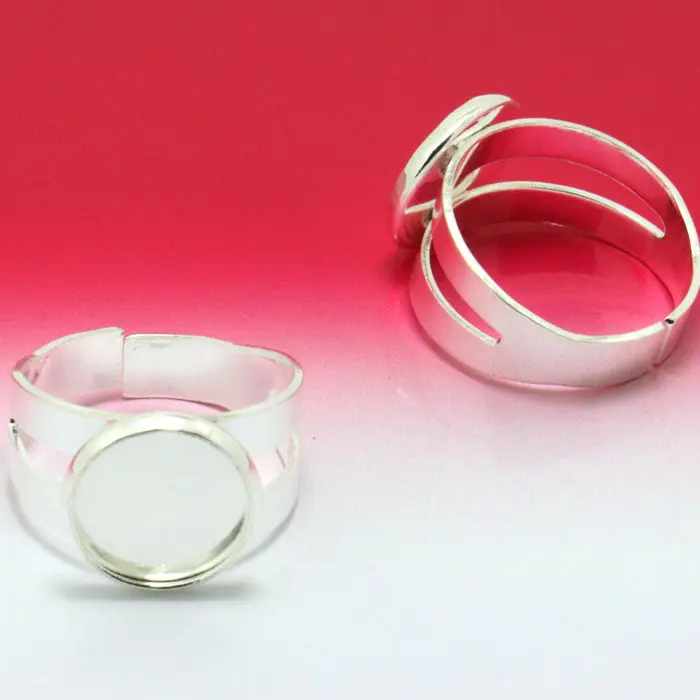 30pcs/lot Silver Plated Ring Blank Jewelry with Inner 12mm 