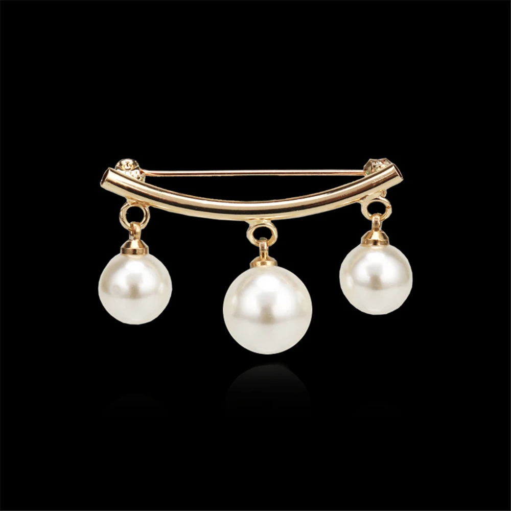 2019 New Fixed Straps Anti Slip Pin Simple Pearl Brooch Women's accessories Cardigan Wearing Pins Enamel All-match Z4 | Украшения и