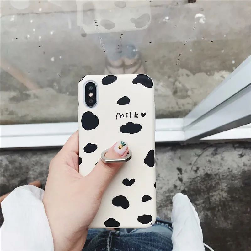 Cases For iPhone 7 6 6S 8 Plus X Fashion milk Wave Point Love Phone Case iPhone7 plus Hard PC Back Cover With Finger Ring |