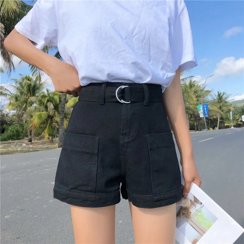 Женские джинсовые шорты с высокой талией повседневные карманами и 2019|Женские