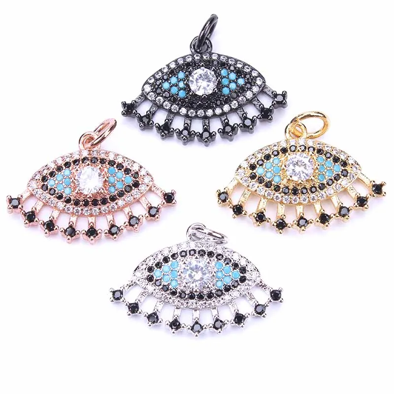 Two Colors Micro Pave CZ Evil Eye Necklace Pendant Copper Resin Beads Charms for Choker Pendants DIY Jewelry Accessories EY1185 | Украшения