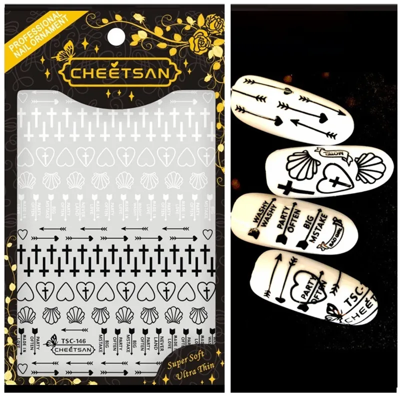 TSC 146 Cheetsan бренд лето шил крест 2018 новые 3d дизайн ногтей наклейки экспорт качество