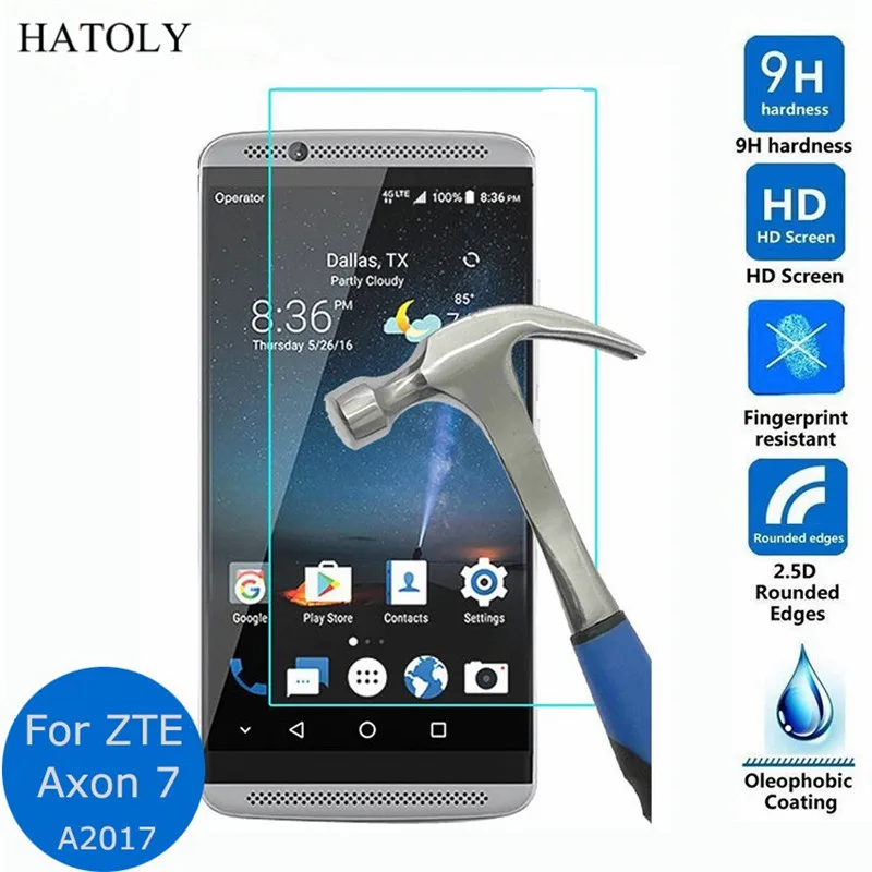 2 шт. закаленное стекло для ZTE Axon 7 Защита экрана ультратонкая пленка телефона с