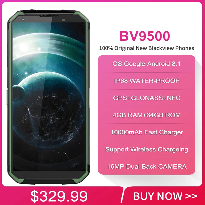 Blackview BV9500 Беспроводной Зарядное устройство 5 7 &quot18: 9 FHD + Android 8 1 10000 мАч IP68