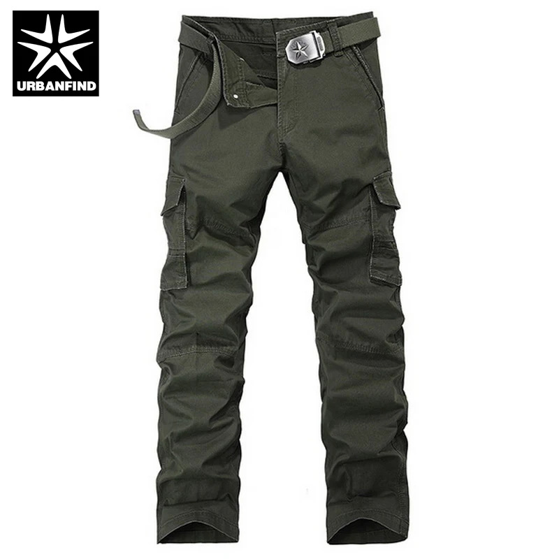URBANFIND Men Casual Cargo Trousers Big Size 29-38 Man Military Baggy Pants Army Green / Khaki Black no belt | Мужская одежда