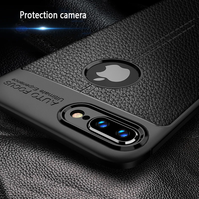 Роскошный кожаный чехол с зернистой текстурой для iphone 7 8 6 S X XR XS MAX силиконовый
