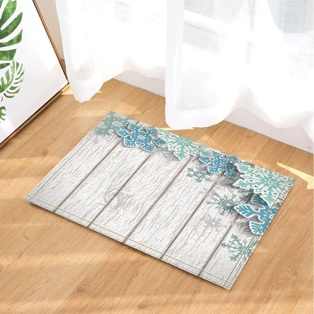 Рождественский Декор 3D бирюзовые снежинки на белом деревянном водостойком