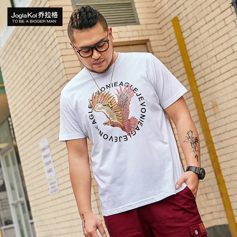 Summer 2019 Men's Fashion Printed T-shirt with Large Size and Short Sleeve Loose Leisure White | Мужская одежда