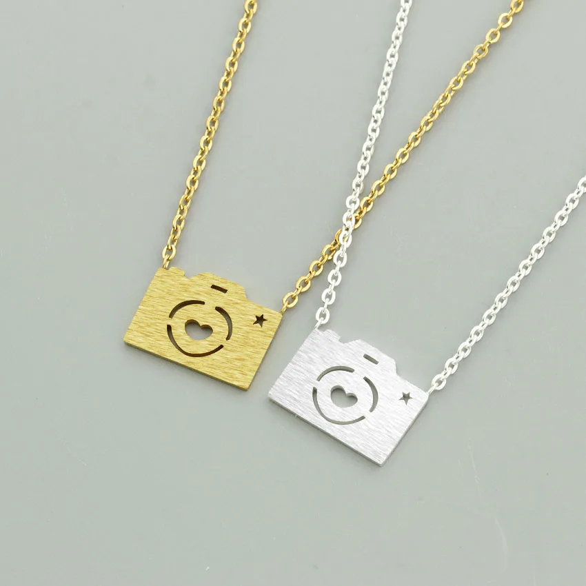 Женское винтажное ожерелье с камерой колье-чокер золотого цвета из нержавеющей