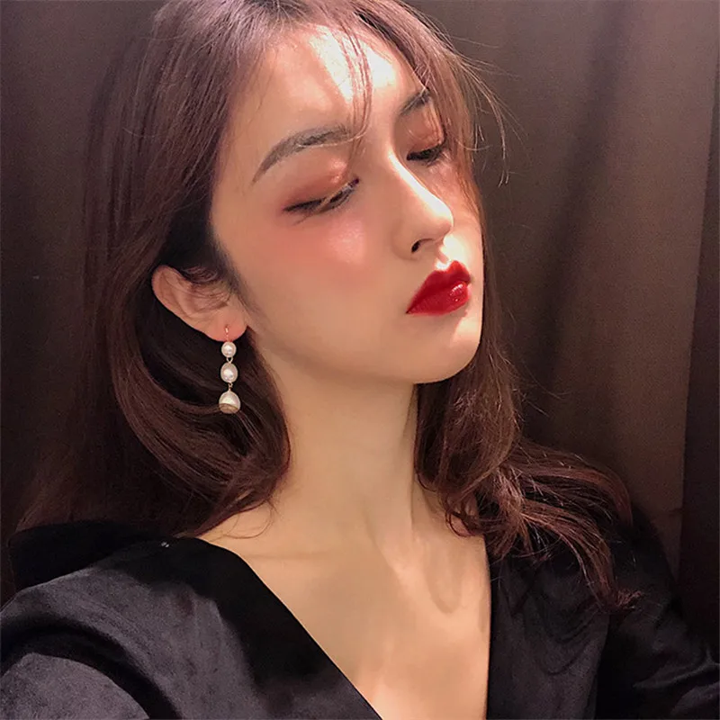 Корейский стиль круглый жемчуг Элегантные Висячие серьги для женщин Металл