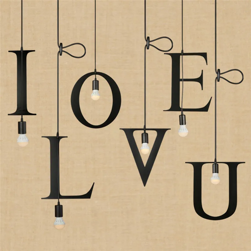 Лофт стиль английские буквы DIY Портфолио Железный Droplight промышленные винтажные