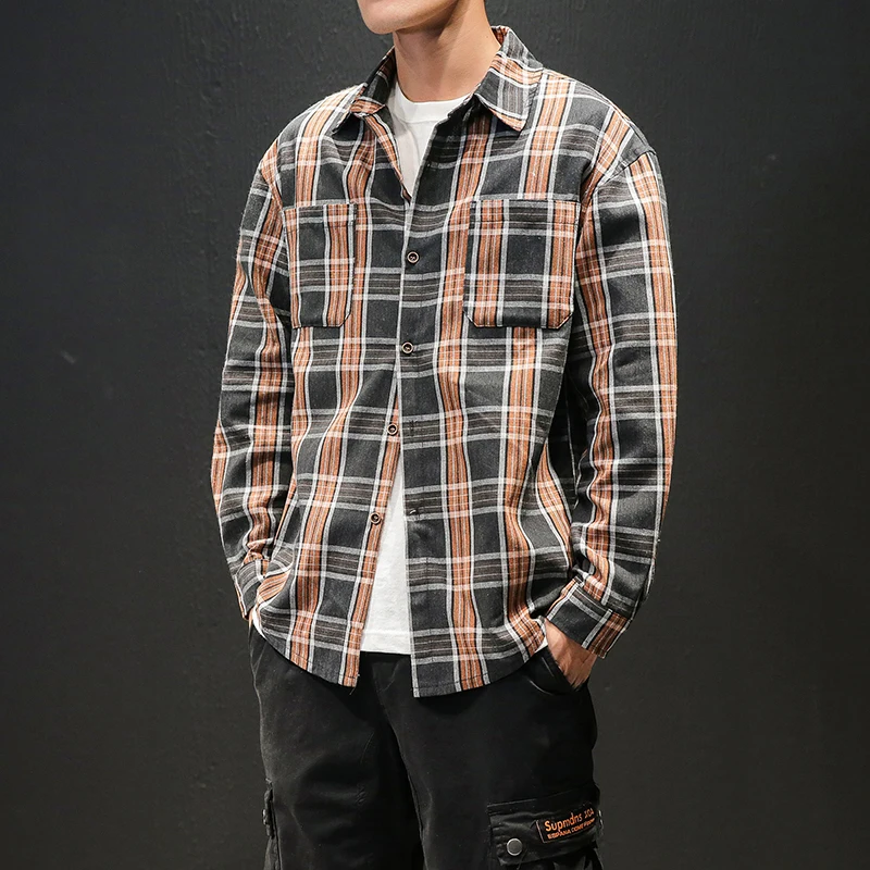 Высококачественная Мужская рубашка в клетку 2019 новая японская с длинными