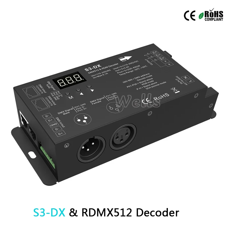 Светодиодный декодер DMX512 AC110 240V высокого напряжения RGB DMX 512 3CH * 2A светодиодный