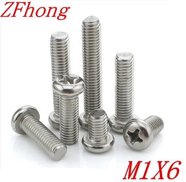 

1000pcs/lot DIN7985 M1*6 Stainless Steel 304 Phillips Pan Round Head Machine Screw