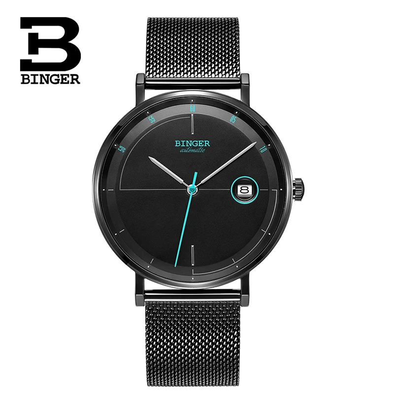 

Switzerland BINGER Luxury Brand Mechanical Watch Auto Date Automatic Self-wind Male Clock High Beat Watch Relogio Sport Watches