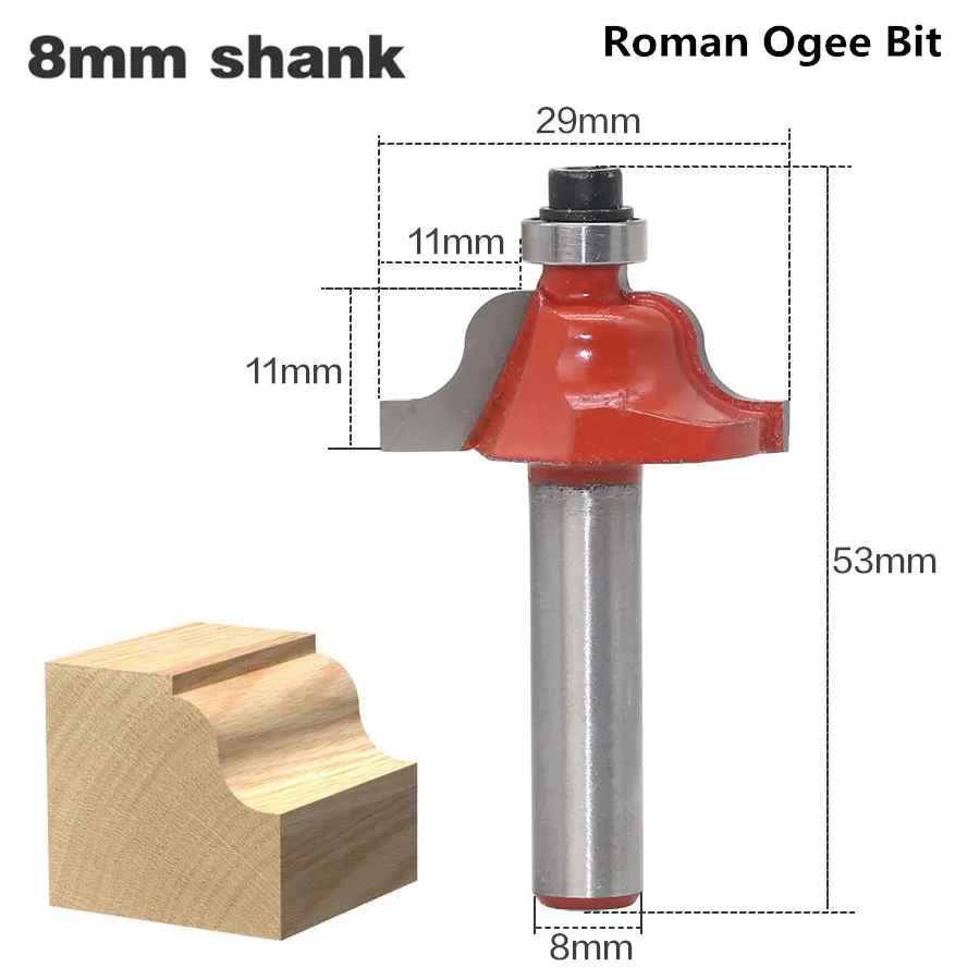 Фрезерный станок Roman Ogee с верхним подшипником 1 шт. 8 мм хвостовик кромка и