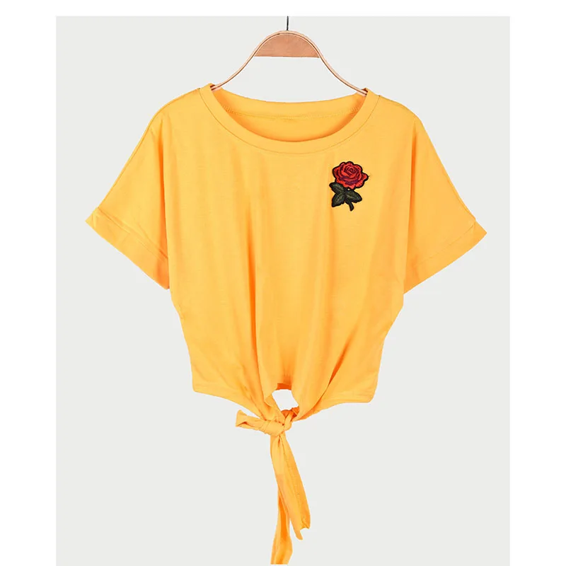 Женская футболка укороченные топы женская одежда в Корейском стиле 2019 хлопковые