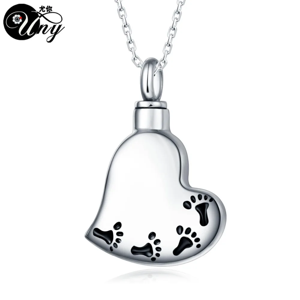 Uny кремации урна Keepsake пепел сердце Pet Ash Ожерелья для мужчин Подвески флакон духов