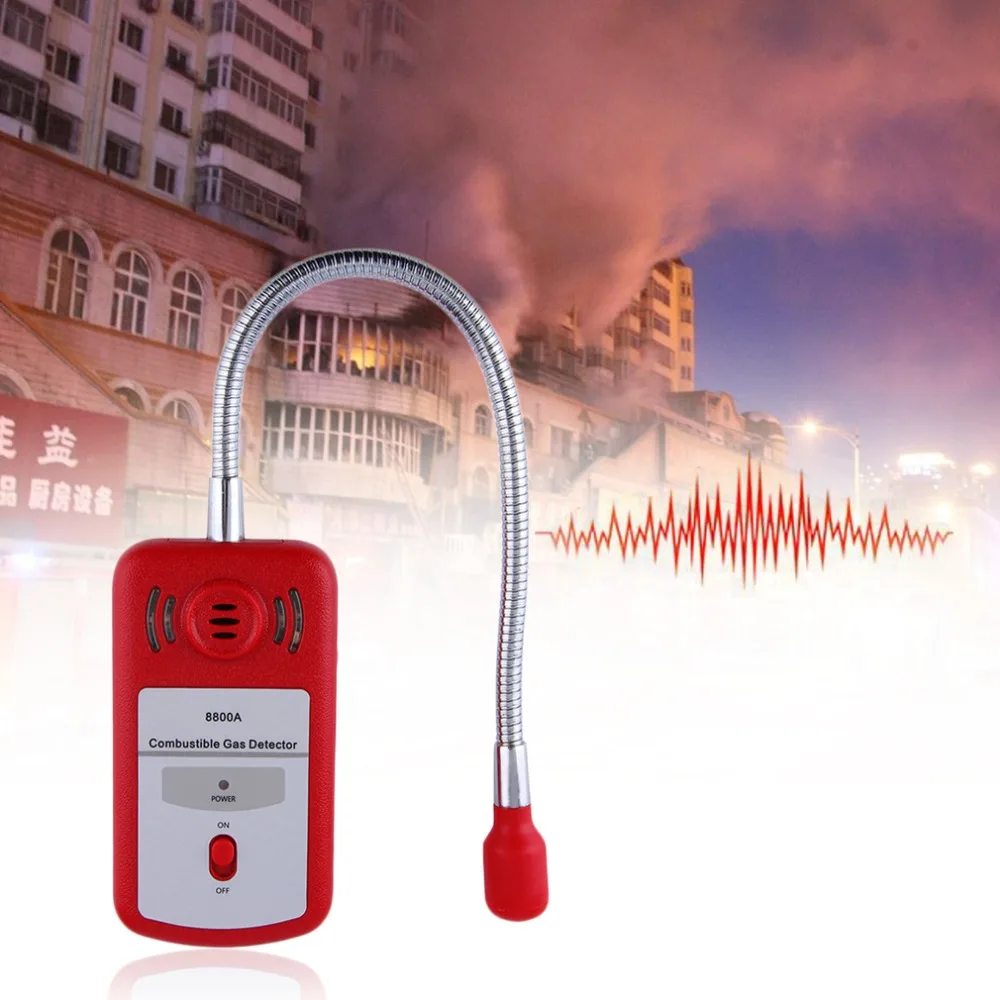 Sensitive Combustible Gas Detector Analyzer Portable Leak Location Determine Tester With Sound-light Alarm Probe Bendable | Безопасность