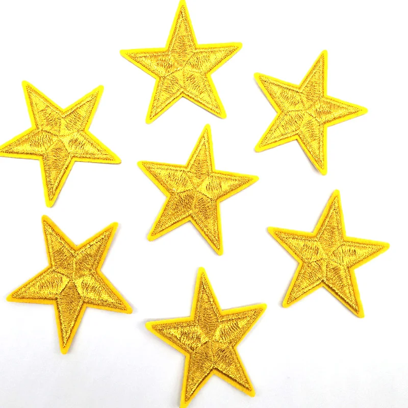 10 шт. золотые пятиконечные звездочные наклейки с вышивкой детское украшение для