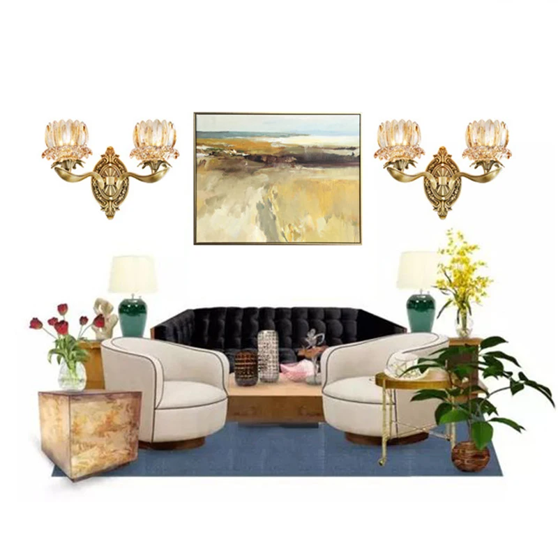 Винтажный крашеный медный креативный настенный светильник бра украшенный