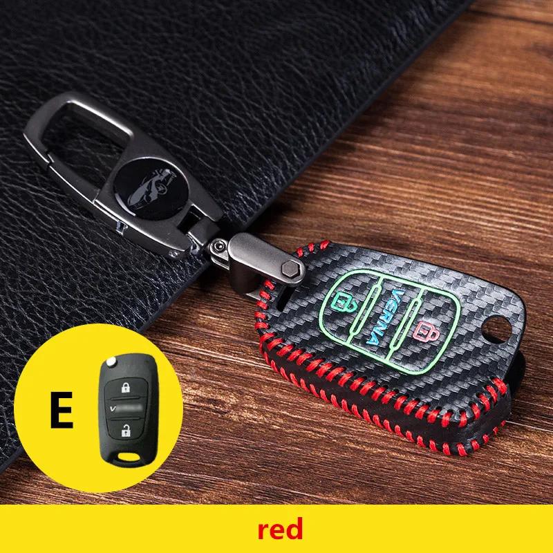 Световой углеродного волокна кожаные чехлы для автоключей hyundai I10 I20 I30 IX35 Solaris Kia K2