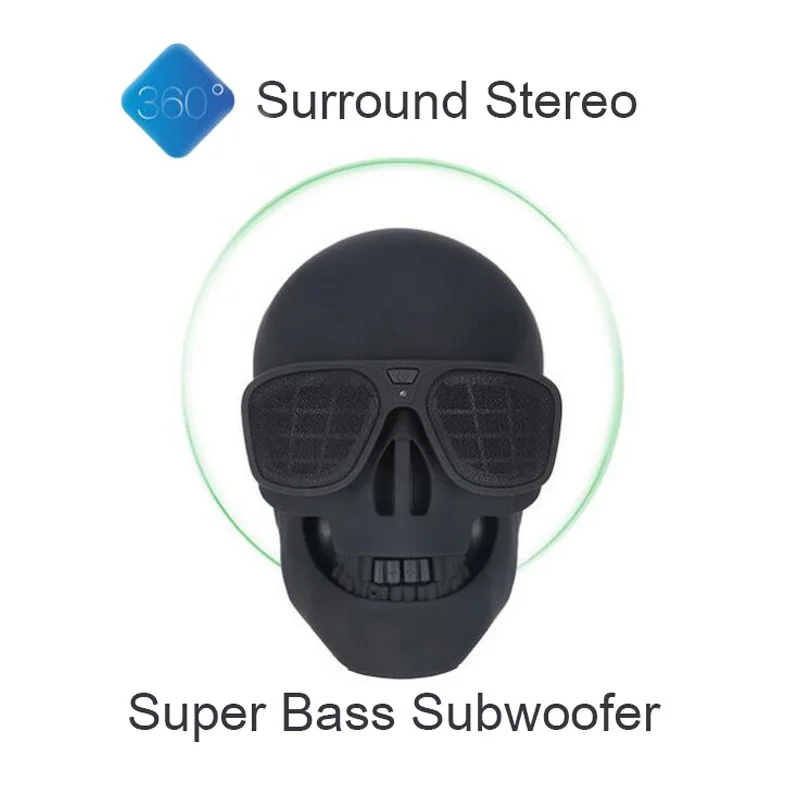 AeroSkull Bluetooth динамик Беспроводные Солнцезащитные очки Череп Форма динамик мобильный сабвуфер многоцелевой портативный динамик крутой