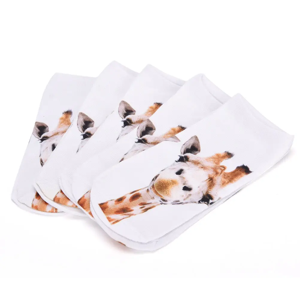 

JETTING Meias 3D Women Socks Casual Cute Harajuku Funny Animal Giraffe Socks Unisex Low Cut Ankle Socks Multiple Colors