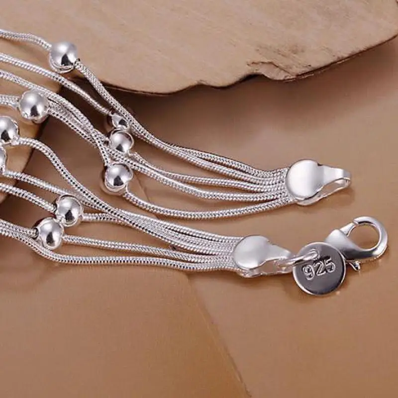 silver plated Bracelet jewelry pulseira feminina bracelets women pulseiras pulseras design lines &amp Beads TRYIL | Украшения и