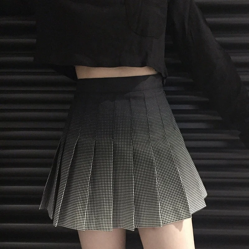 Новая Винтажная клетчатая короткая юбка Harajuku с высокой талией плиссированная