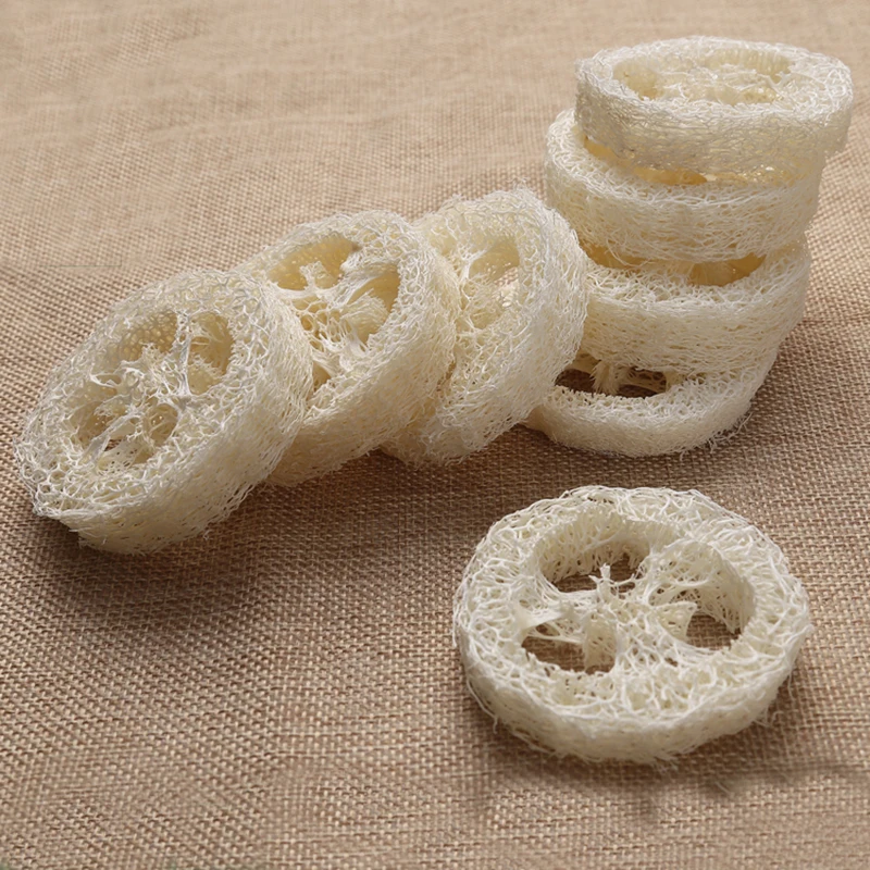 

100pcs above 6cm wide1.25-1.4cm thick Natural Loofah Luffa Loofa Slice shand made DIY soap tools facial soap holder storage