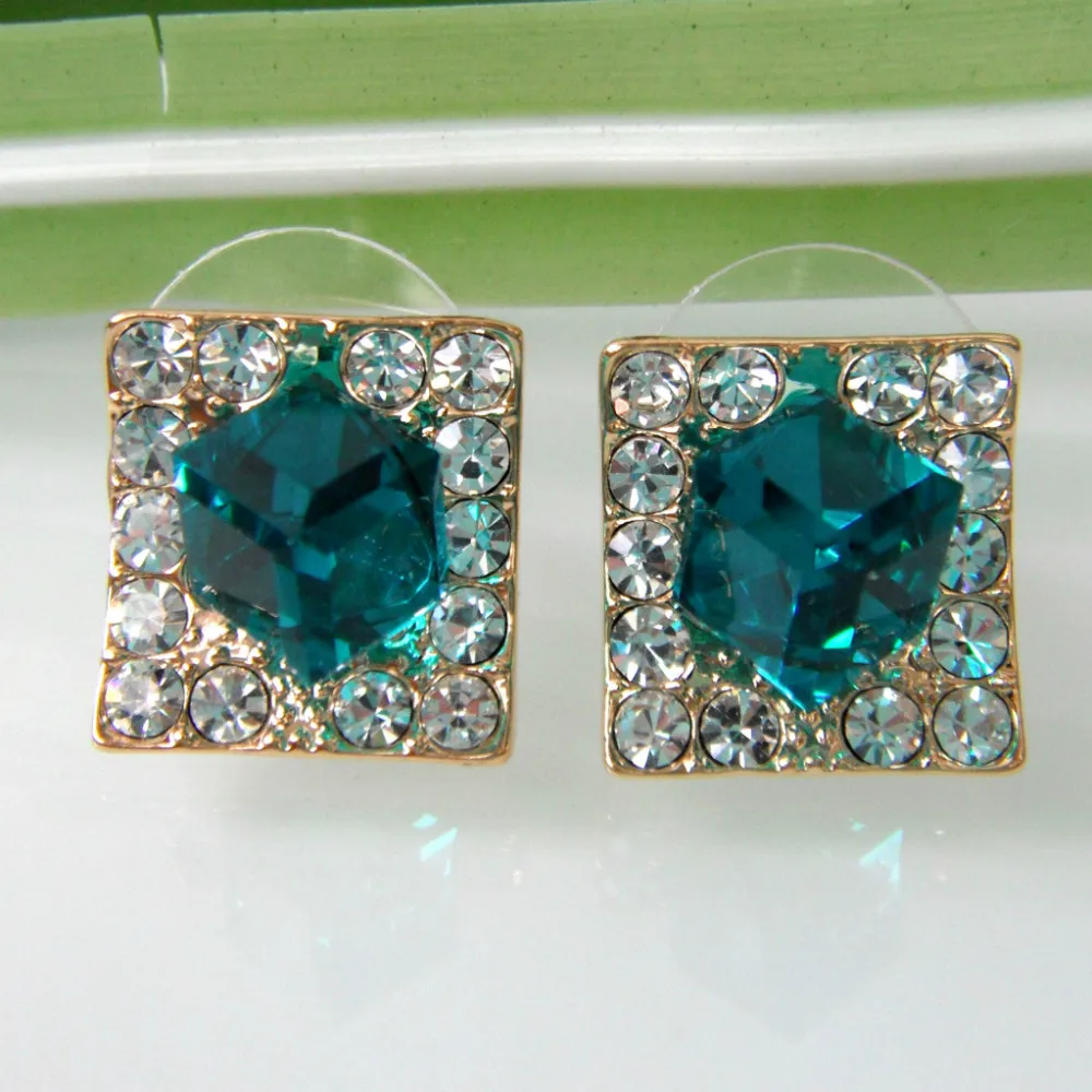 Navachi квадратные синие циркониевые серьги гвоздики SMT2351|earings|earrings onlineearrings picture |
