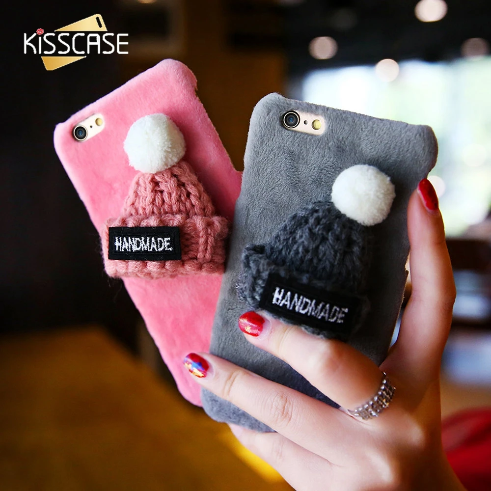 KISSCASE чехол с шапкой для iPhone 11 Pro 6 7 8 Plus X XS милый Меховой s Max Рождественский теплый