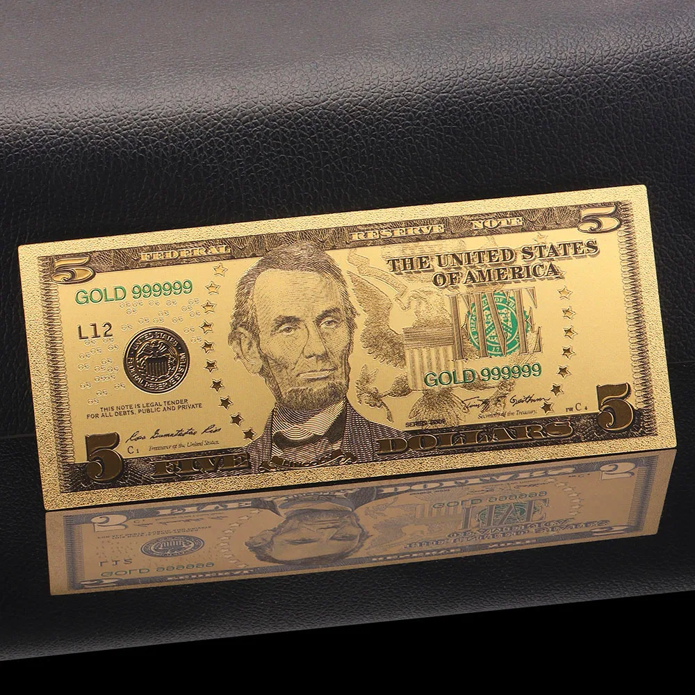 Роскошный домашний декор 5 долларовая Золотая банкнота коллекция USD Money