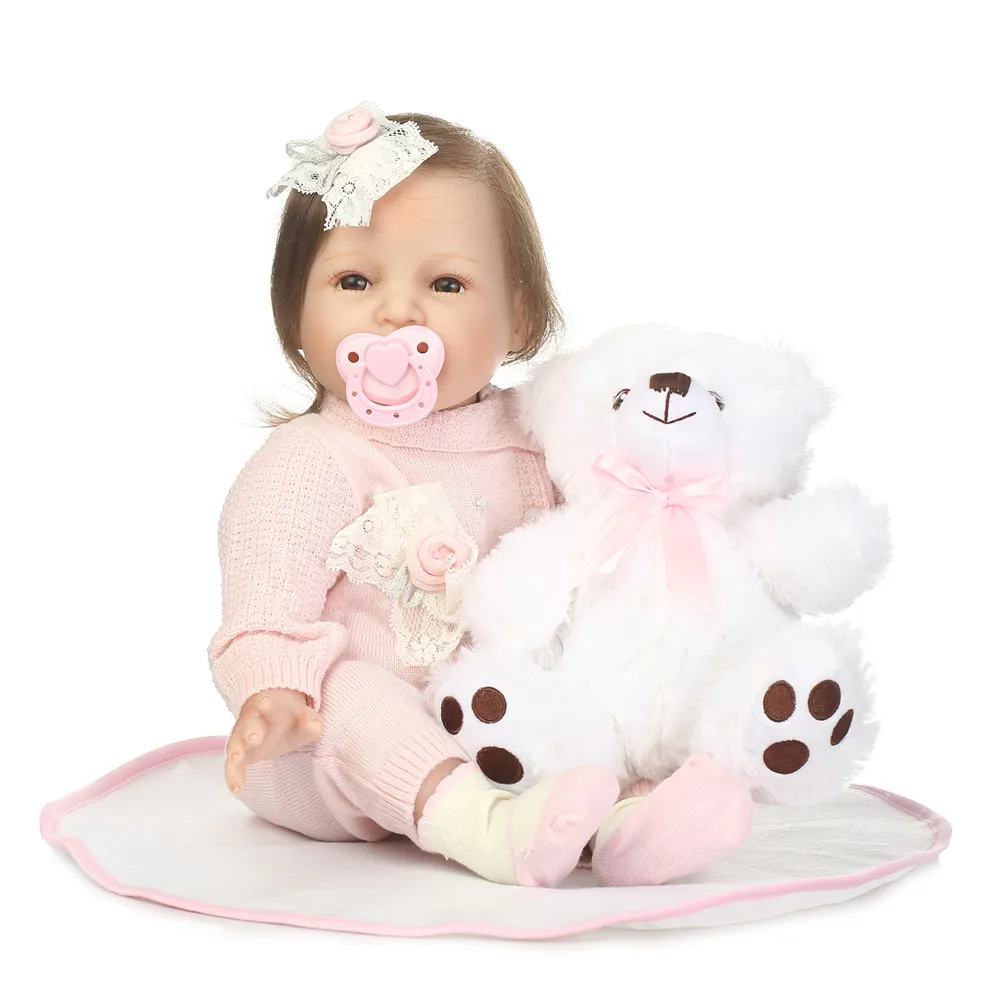 

22inch Reborn silicone princess toddler dolls real touch vinyl newborn smiling girl boneca Reborn Babies kids birthday toys doll