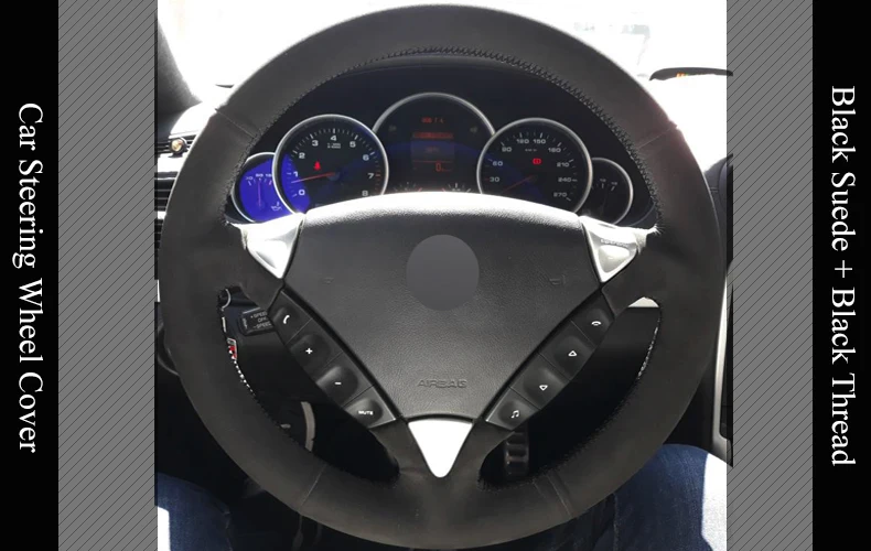 Lqtenleo черная замша DIY ручной работы чехол рулевого колеса автомобиля для Porsche Cayenne 2006 2007 2008 2009 2010