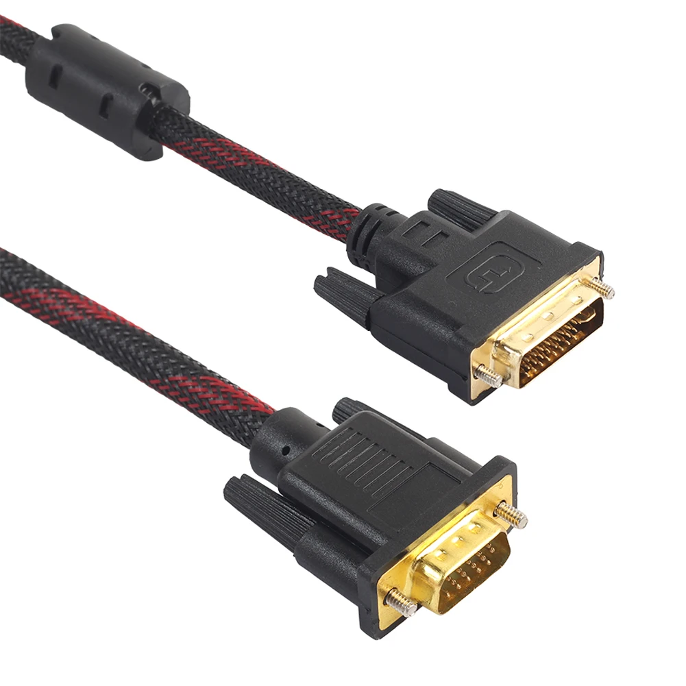 Кабель переходник с DVI штекер на VGA 1 4 м 24 + 5 для HDTV DVD ноутбука|vga connecter|dvi-i to vgacable male |