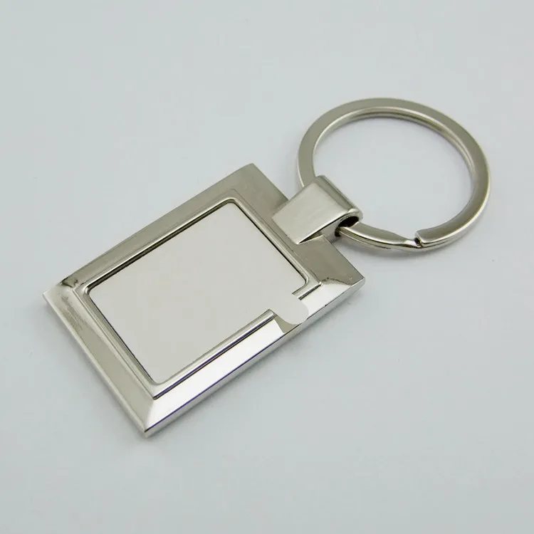 

10pcs/lot Blank Sublimation rectangle shape metal key chain bag pendants custom print photo OPP packing