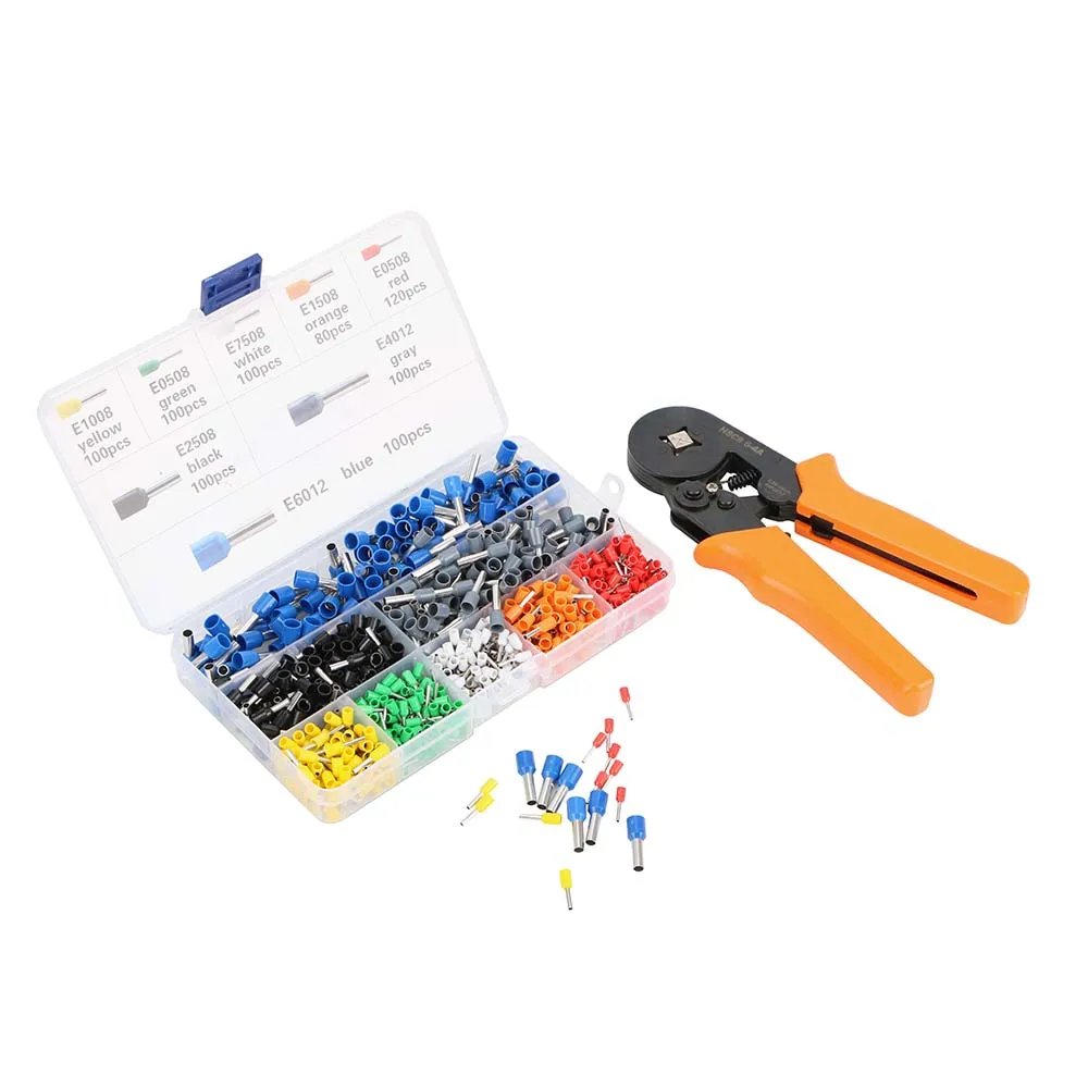 DIYWORK 800 шт. обжимные ручные инструменты четырехсторонняя трубка обжимные клещи HSC8 0,25-10 мм 23-7AWG саморегулируемые