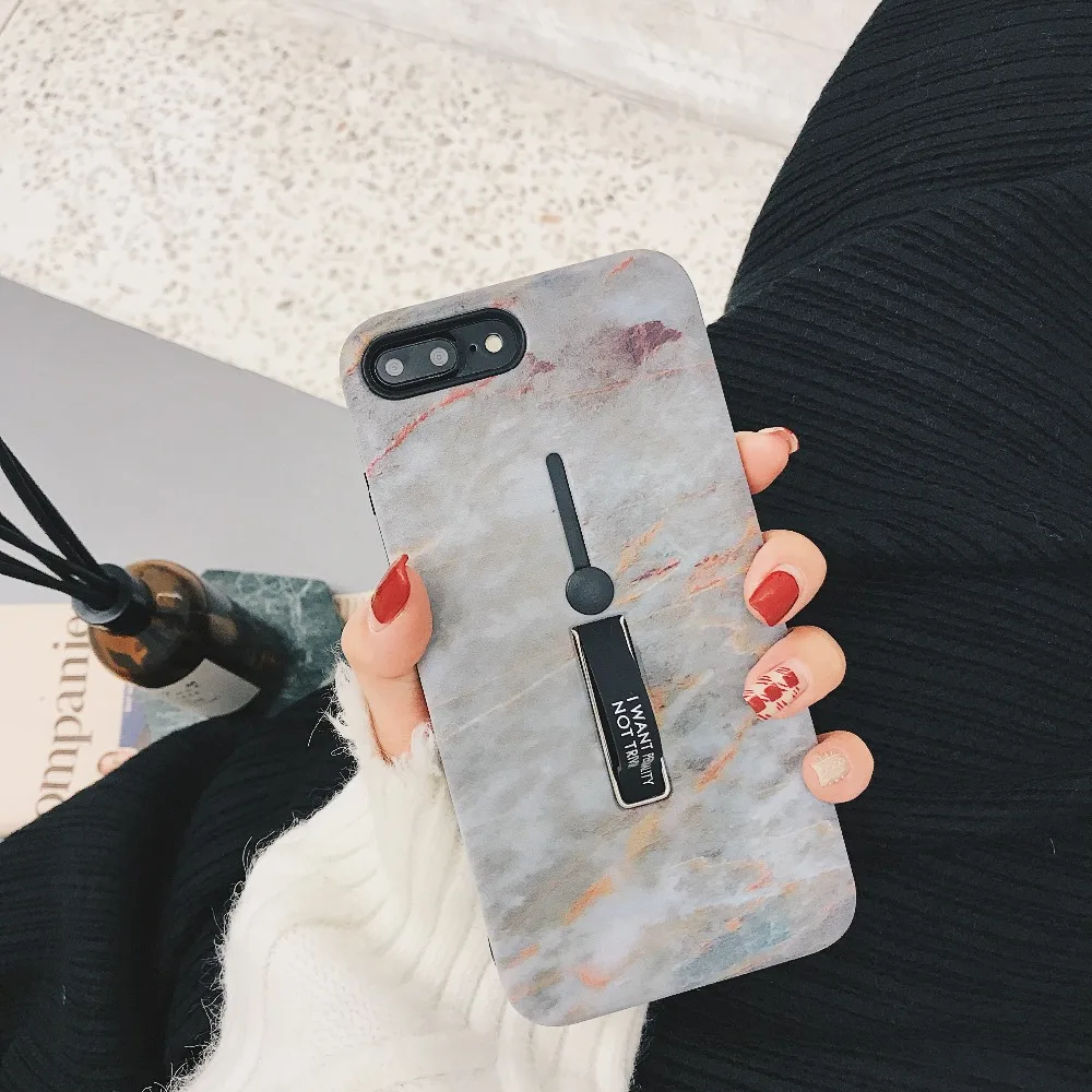 

Luxury Marble Soft Silicone Hide Finger Ring Stand Holder Case Cover Coque Shell Funda for Apple iPhone 6 6s 7 8 Plus X XS Cases